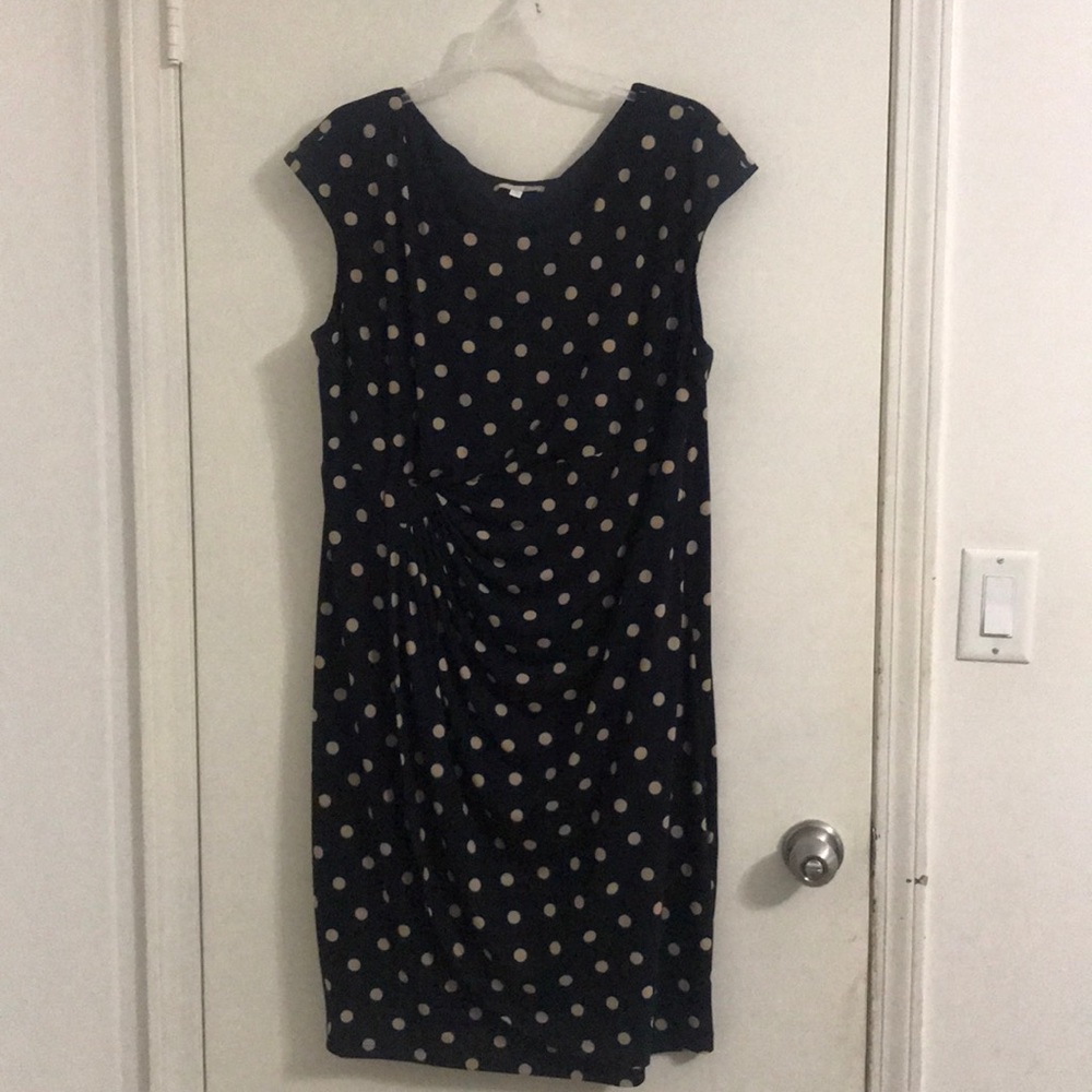 Dress Barn navy polka dot dress